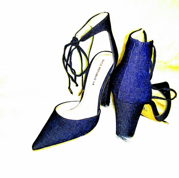 (NEW)! Cute! (5 inch) Blue Denim Heel! - Picture 3 of 6